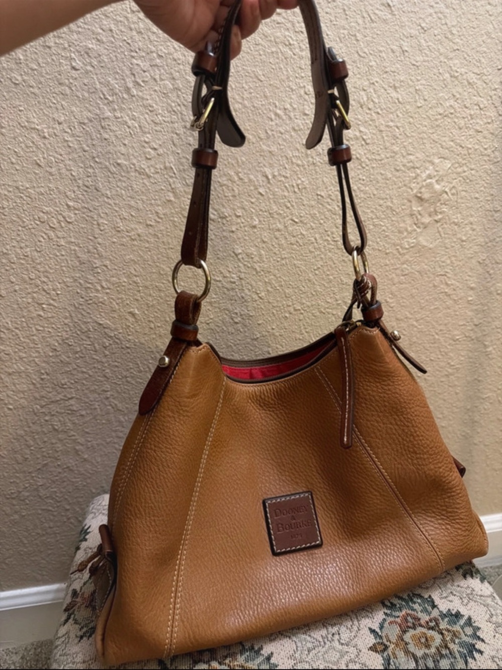 Dooney & Bourke Tan Pebble Leather Shoulder Bag